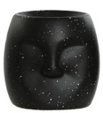 Porte-bougie ceramique face noir - 8x7x8 cm