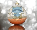 Boule verre transparent animal bleu de la foret 