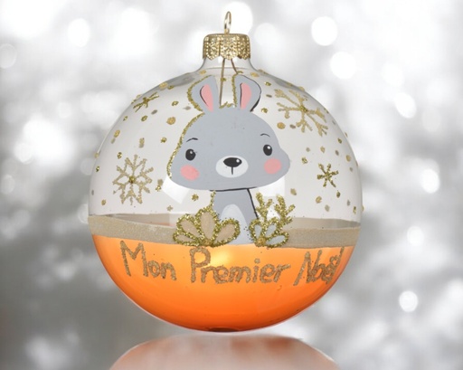 Boule verre transparent animal grise de la foret 