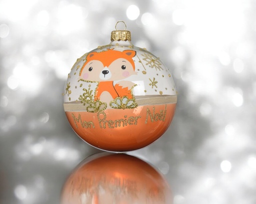 Boule verre transparent animal orange de la foret 