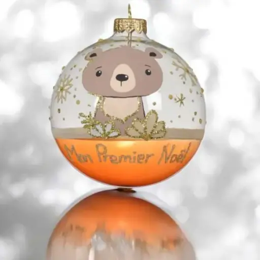 Boule verre transparent animal marron clair de la foret