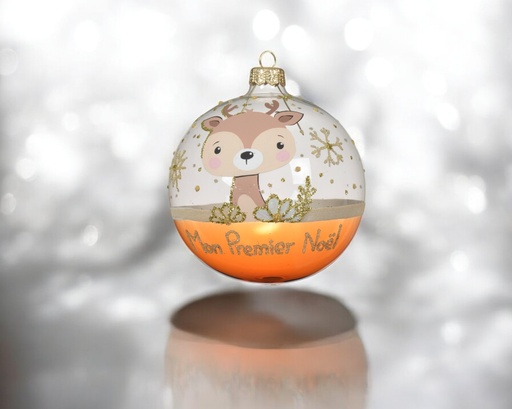 Boule verre transparent animal beige de la foret 