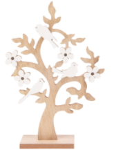Petit arbre en bois avec fleurs blanches sur pied