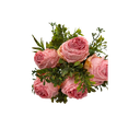 Bouquet de roses rose -panaché+ feuilles