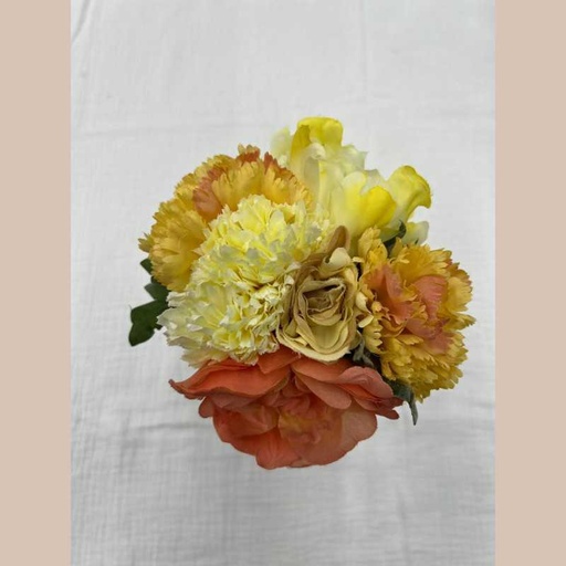 Bouquet roses oeillets pivoines jaune orange