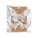 Papillon a clip diamante et argente au milieu