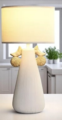 Lampe de table beige en céramique polyester 22x22x44 cm