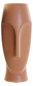 Vase céramique visage 9,5x9,5x28 terracotta