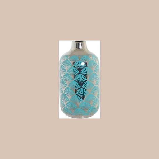 Vase porcelaine 13,5x13,5x38 chrome turquoise