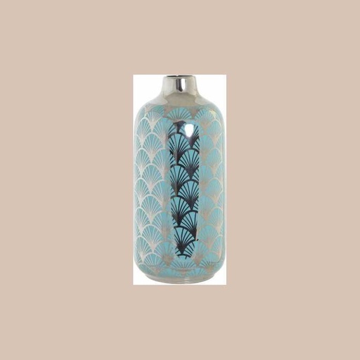 Vase porcelaine 15x15x41,5 chrome turquoise