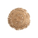 Coussin dehous. compr. franges (0) 40 cm jute uni+coton uni delijute