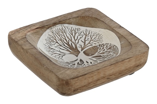 Vide-poche mangue 10,2x10,2x2,5 arbre blanc