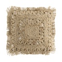 Coussin franges 45 x 45 cm jute uni et coton 