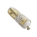 Coussin pompon passepoil (0) 15 x 40 cm coton imp. metallise mogador des. place