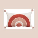 Coussin modern arc tufts beige/rouge 30x50cm