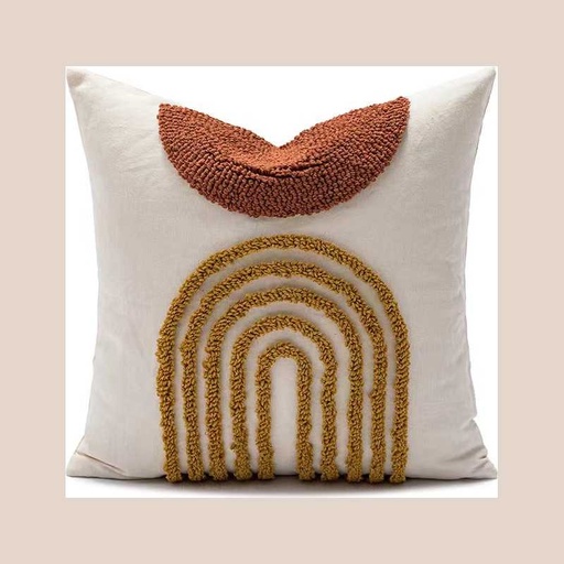 Coussin timeless beige/rouille 45x45cm