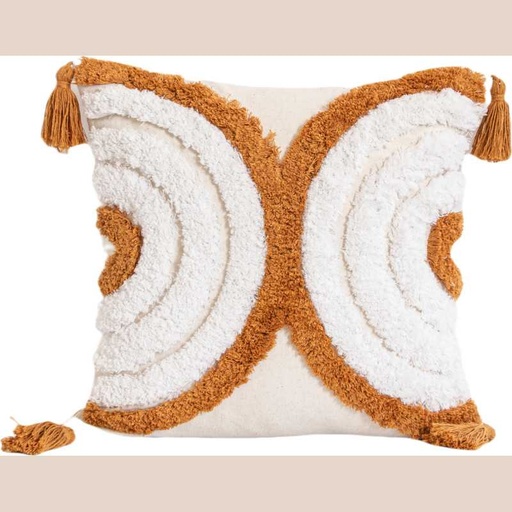 Coussin harmonious tufts beige/caramel 45x45cm