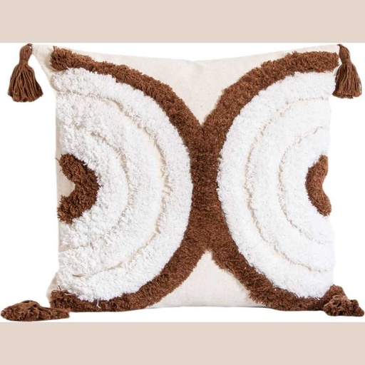 Coussin harmonious tufts beige/cafe 45x45cm