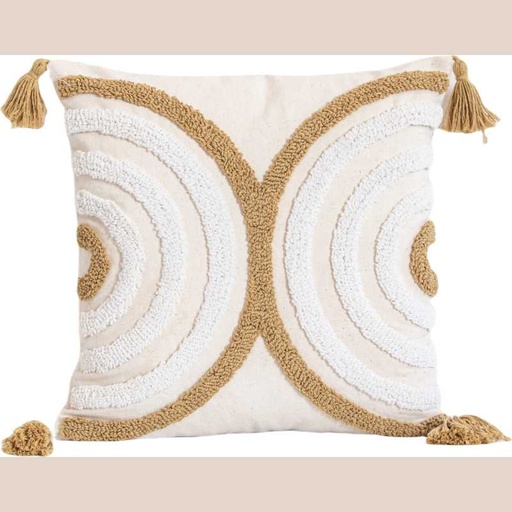 Coussin harmonious tufts beige 45x45cm