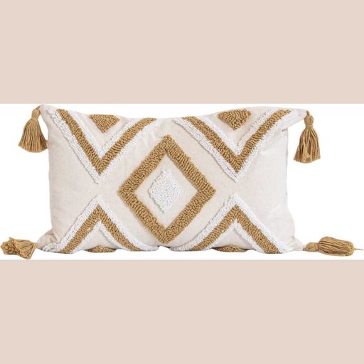 Coussin elegant tufts blanc / marron 30x50cm