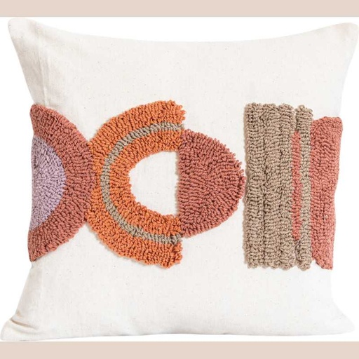 Coussin vibes beige/rouille 45x45cm