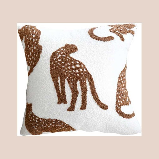 Coussin leo marron