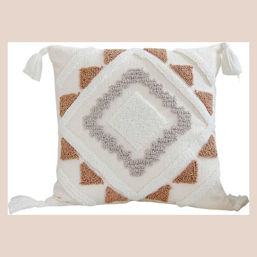 Coussin luxe tuft marron 45x45cm