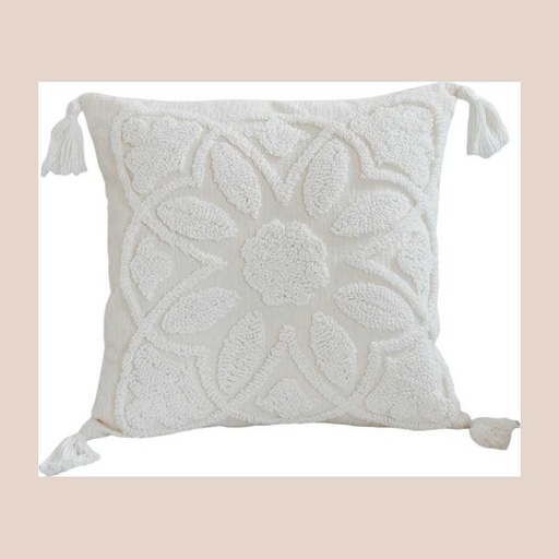 Coussin mandala abstracts blanc 45x45cm