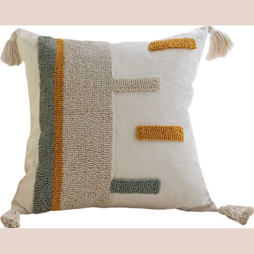 Coussin contemporain texture marron/vert 45x45cm