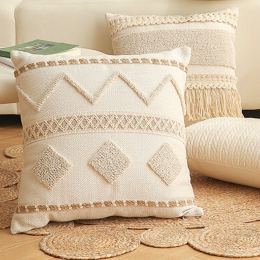 Coussin "plume d'azur" blanc cassé - 45x45 cm 