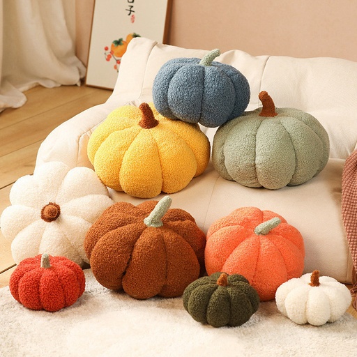 Coussin "citrouille douillet" blanc - diamètre 18 cm 