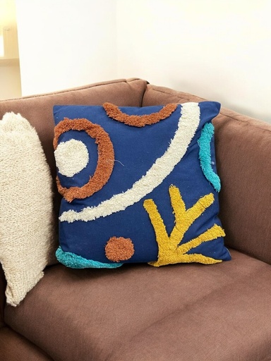 Coussin maria carré navy/brown - 75*45*45cm