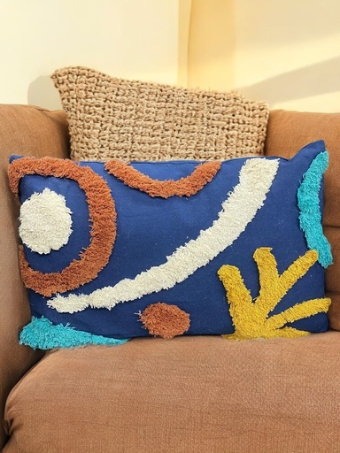 Coussin maria rectangle navy/brown - 75*30*50cm
