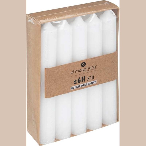 Bougie baton x10 many blanc h16
