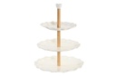 Coupe fruits porcelaine bambou 3 niveaux - 27x27x34 cm
