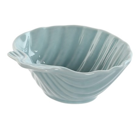 Bol en porcelaine coquillage bleu 12x12x5 cm