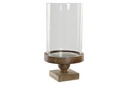 Bougeoir mangue verre 22x22x42 craquelure marron