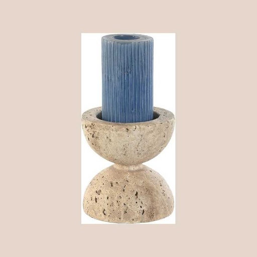 Bougeoir magnésie 12x12x12,7 simil marbre beige