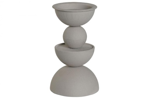 Bougeoir métal 12,5x12,5x22 ridé blanc