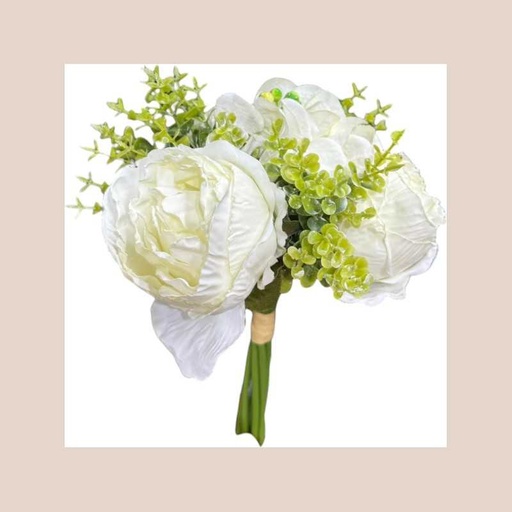 Bouquet de rose blanc avec eucalyptus