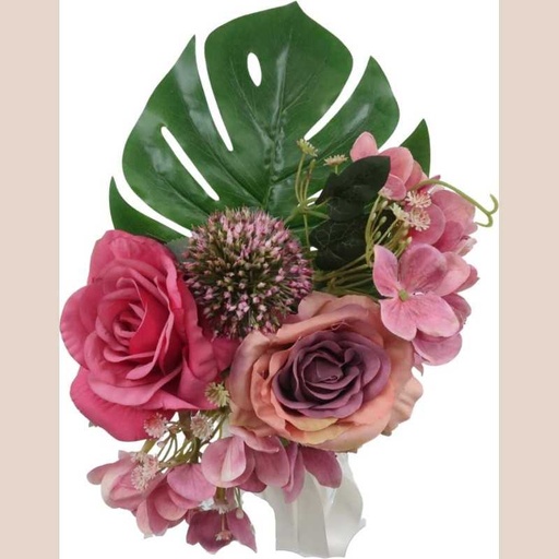 Bouquet monstera rose hortensia fuchsia