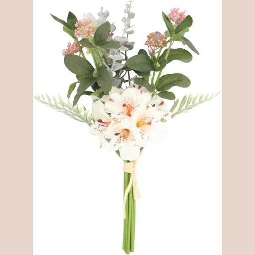 Bouquet lys tigrés blanc et feuillages