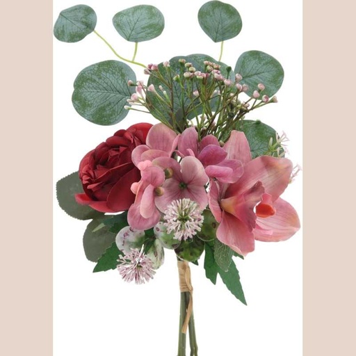 Bouquet rose orchidee hortensia coloris rouge rose