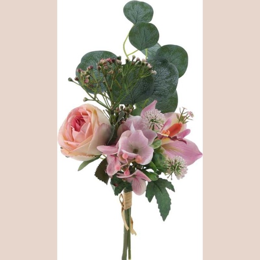 Bouquet orchidee rose hortensia euca coloris rose