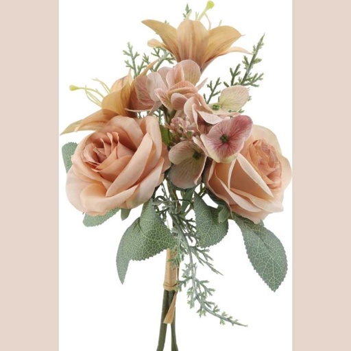 Bouquet lys rose hortensia coloris nude