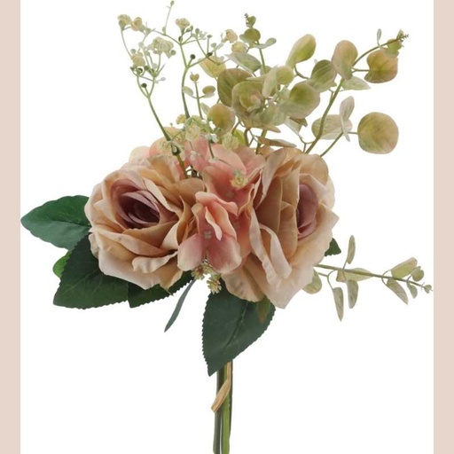 Fleur bouquet rose euca hortensia coloris vert rose et parme
