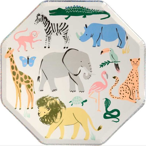 Assiette octogonale savane x 8