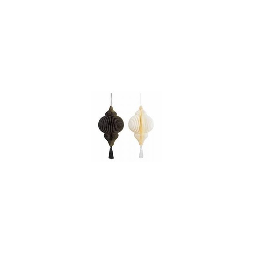 Lantern pap-pompom 14x14x15 blancxs