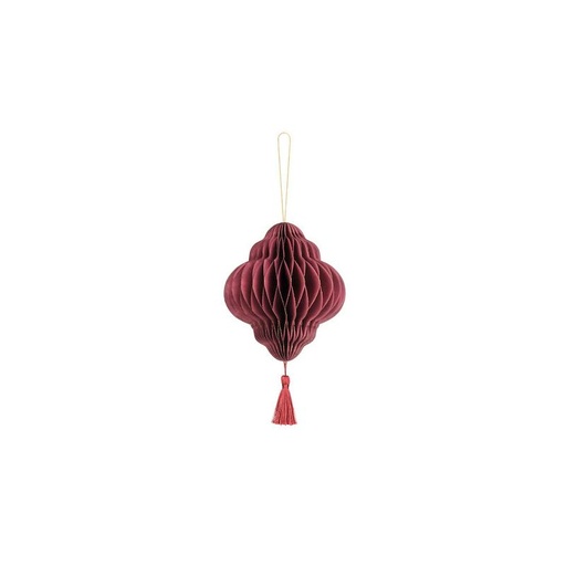 Lantern pap-pompom 14x14x15 rouge