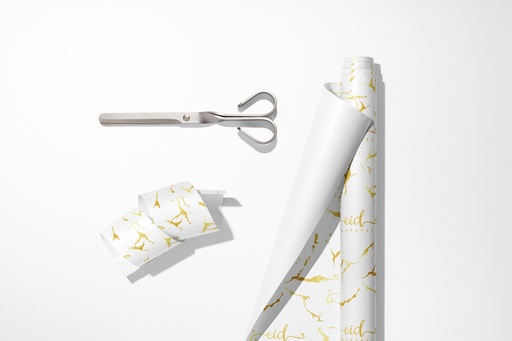 Papier cadeaux marbre blanc feuille d'or
